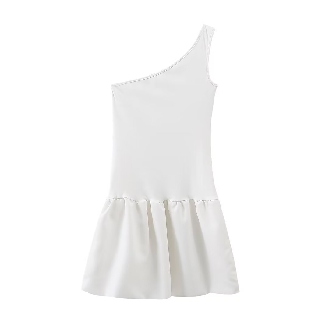 Puffy Princess Skirt Shoulder Stitching Mini Dress