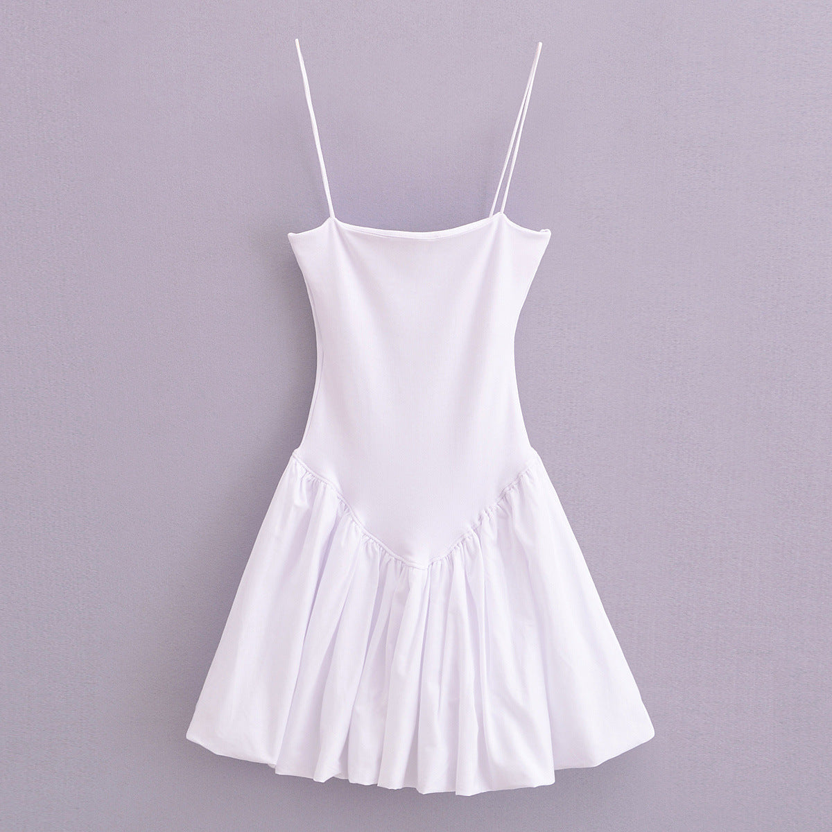 Summer New Fashion Puffy Poplin Rib Stitching Tube Top Dress